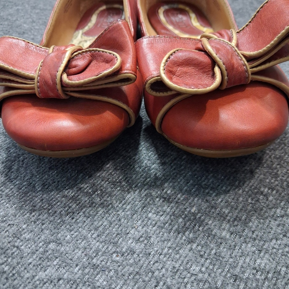 Born Leather Ballet Flats Orange Bow Slip On Shoes W92152 VBEJ10 Womens 8.5 40 - Picture 8 of 15